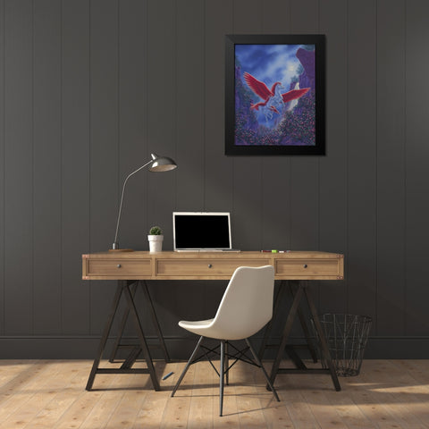 Moon Feather Black Modern Wood Framed Art Print by Courtney, Richard