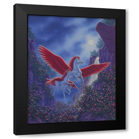 Moon Feather Black Modern Wood Framed Art Print by Courtney, Richard