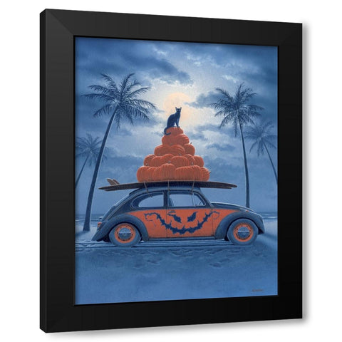 Surfing Pumpkins Black Modern Wood Framed Art Print by Courtney, Richard