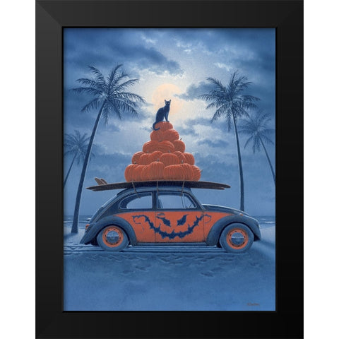 Surfing Pumpkins Black Modern Wood Framed Art Print by Courtney, Richard