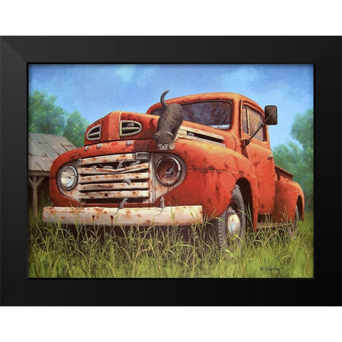 Chase on the Truck Black Modern Wood Framed Art Print by Courtney, Richard