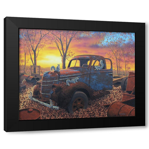 We Three Squirrels Black Modern Wood Framed Art Print with Double Matting by Courtney, Richard