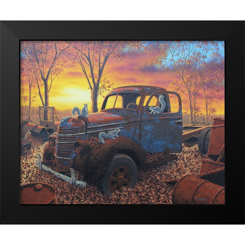 We Three Squirrels Black Modern Wood Framed Art Print by Courtney, Richard