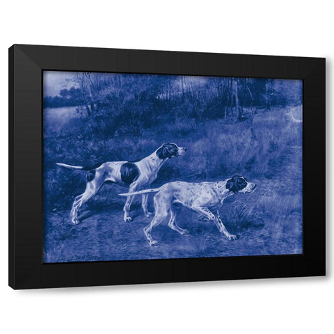Antique Blue Dogs III Black Modern Wood Framed Art Print by Vision Studio