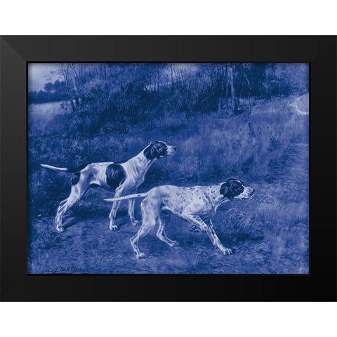 Antique Blue Dogs III Black Modern Wood Framed Art Print by Vision Studio