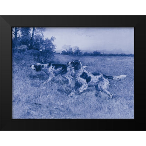 Antique Blue Dogs IV Black Modern Wood Framed Art Print by Vision Studio