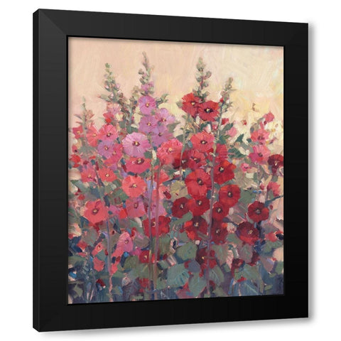 Hollyhocks in a Row I Black Modern Wood Framed Art Print by OToole, Tim