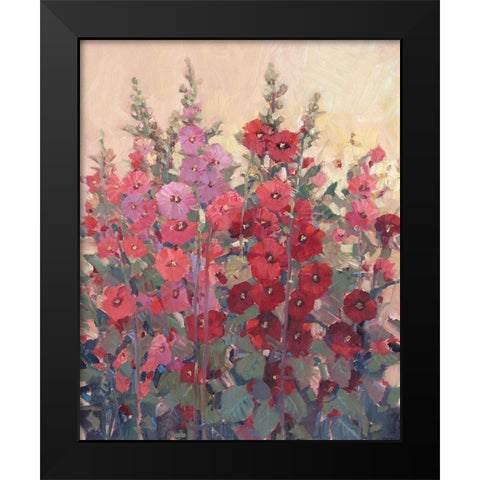 Hollyhocks in a Row I Black Modern Wood Framed Art Print by OToole, Tim