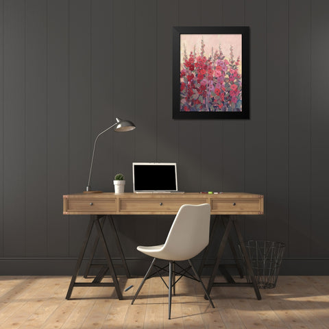 Hollyhocks in a Row II Black Modern Wood Framed Art Print by OToole, Tim