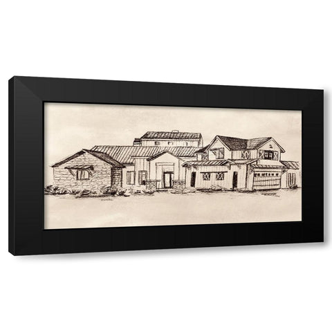 Village at Sunset I Black Modern Wood Framed Art Print with Double Matting by Wang, Melissa