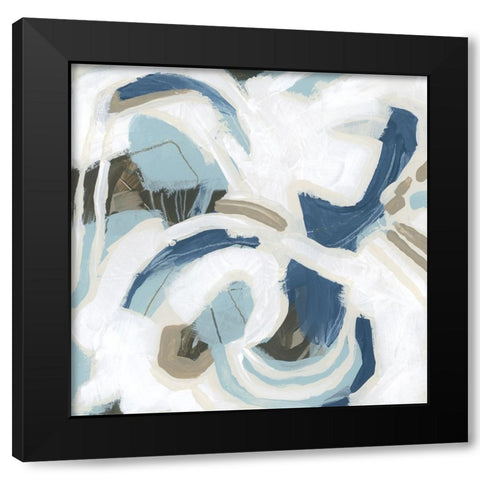 Azul Rhythm II Black Modern Wood Framed Art Print with Double Matting by Vess, June Erica