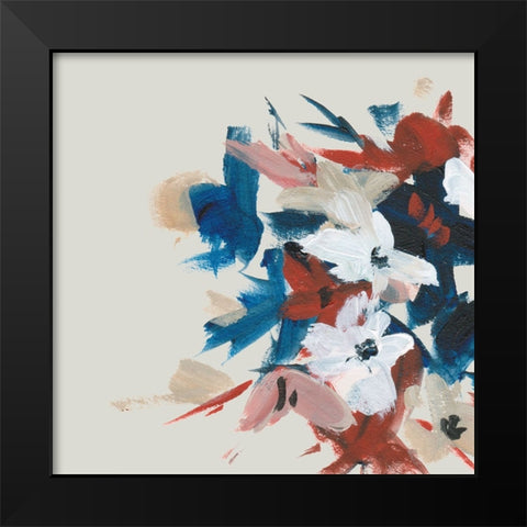 Indigo and Crimson Blooms VI Black Modern Wood Framed Art Print by Wang, Melissa