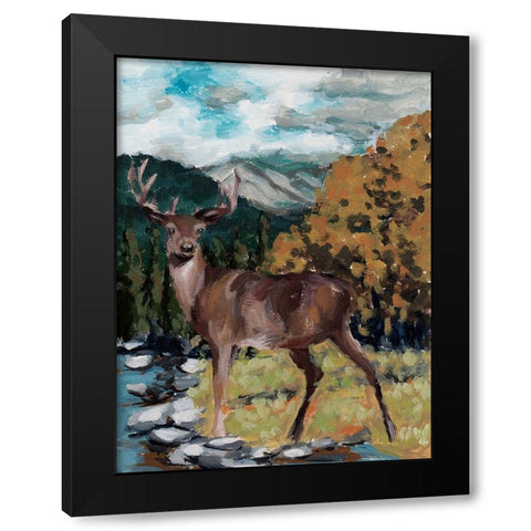 Stag in the Wild I Black Modern Wood Framed Art Print by Wang, Melissa