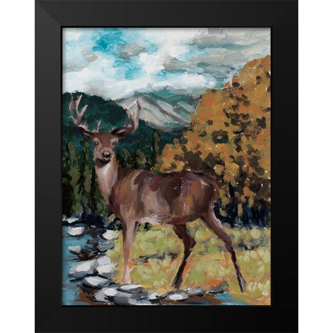 Stag in the Wild I Black Modern Wood Framed Art Print by Wang, Melissa