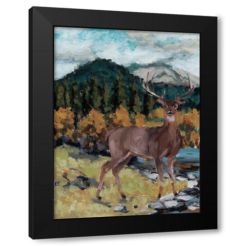 Stag in the Wild II Black Modern Wood Framed Art Print with Double Matting by Wang, Melissa