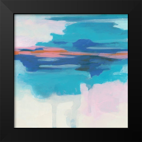 Cyan Sunset I Black Modern Wood Framed Art Print by Vess, June Erica