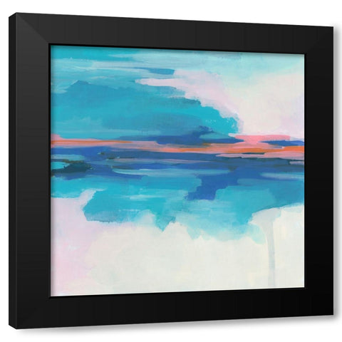 Cyan Sunset II Black Modern Wood Framed Art Print by Vess, June Erica