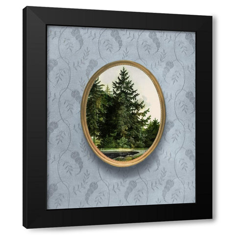 Woodland Fir Cameo I Black Modern Wood Framed Art Print by Vision Studio