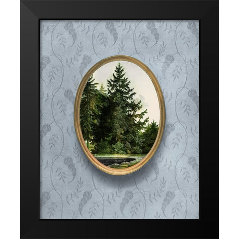 Woodland Fir Cameo I Black Modern Wood Framed Art Print by Vision Studio
