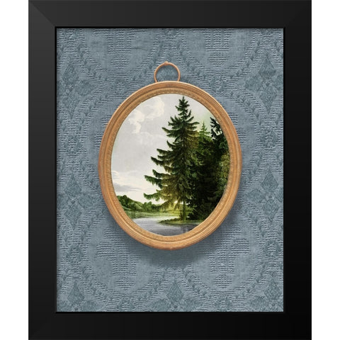 Woodland Fir Cameo II Black Modern Wood Framed Art Print by Vision Studio