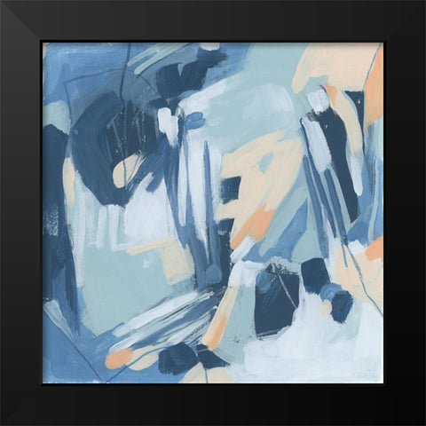 Blue Elipses I Black Modern Wood Framed Art Print by Vess, June Erica