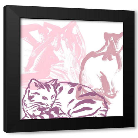 Paint Box Cats I Black Modern Wood Framed Art Print by Vess, June Erica