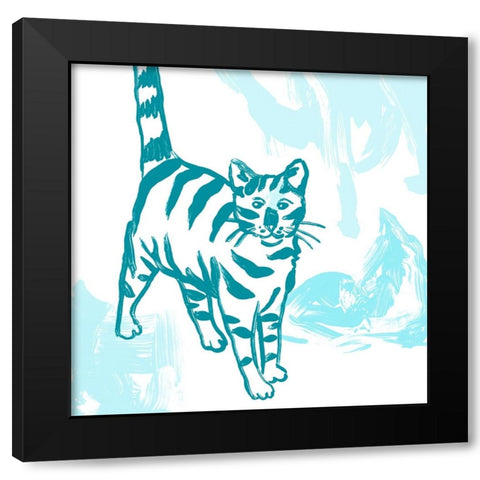 Paint Box Cats VII Black Modern Wood Framed Art Print with Double Matting by Vess, June Erica
