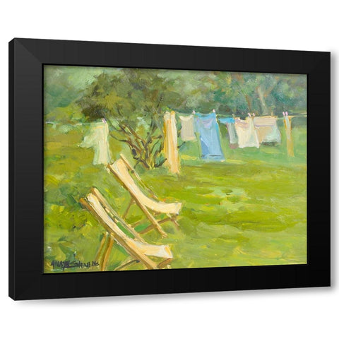 French Hanging Laundry Black Modern Wood Framed Art Print with Double Matting by Stevens, Allayn