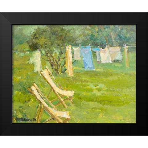 French Hanging Laundry Black Modern Wood Framed Art Print by Stevens, Allayn