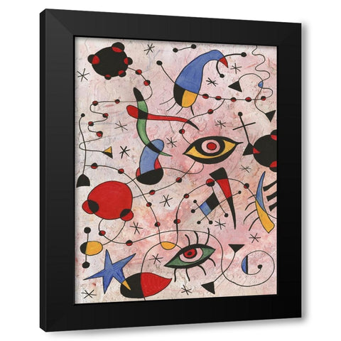 Miro Memoirs II Black Modern Wood Framed Art Print with Double Matting by Willett, Michael