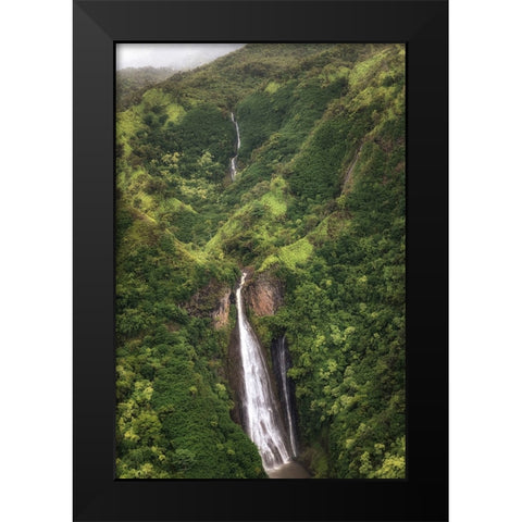 Jarassic Falls Black Modern Wood Framed Art Print by Head, Danny