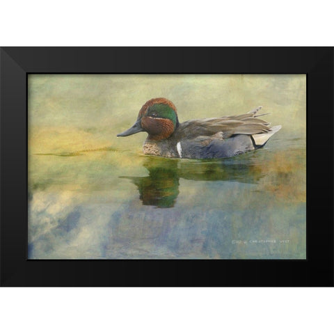 Green Teal Drake Black Modern Wood Framed Art Print by Vest, Chris