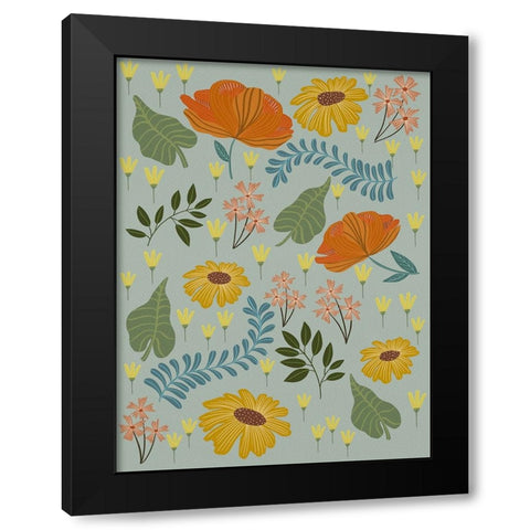 Pick A Daisy I Black Modern Wood Framed Art Print by Moore, Regina