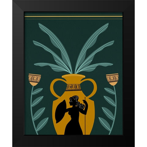 Warrior Goddess Vase I Black Modern Wood Framed Art Print by Moore, Regina