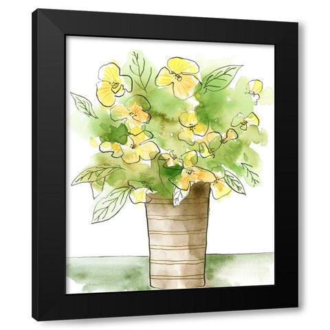 Yellow Bouquet I Black Modern Wood Framed Art Print with Double Matting by Moore, Regina