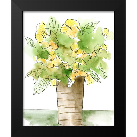 Yellow Bouquet I Black Modern Wood Framed Art Print by Moore, Regina