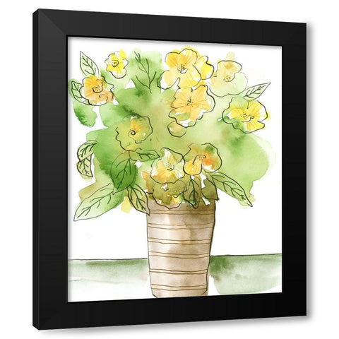 Yellow Bouquet II Black Modern Wood Framed Art Print by Moore, Regina