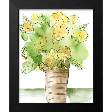Yellow Bouquet II Black Modern Wood Framed Art Print by Moore, Regina