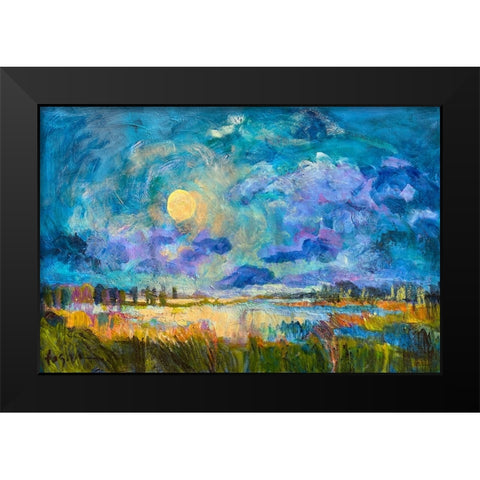 Moon Rising Black Modern Wood Framed Art Print by Fagan, Dorothy