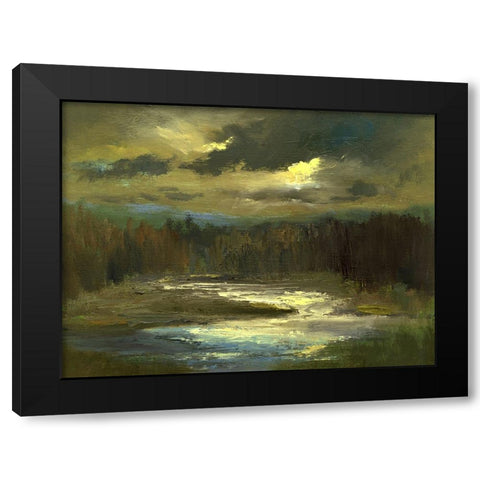 Dusk On The River Black Modern Wood Framed Art Print with Double Matting by Finch, Sheila