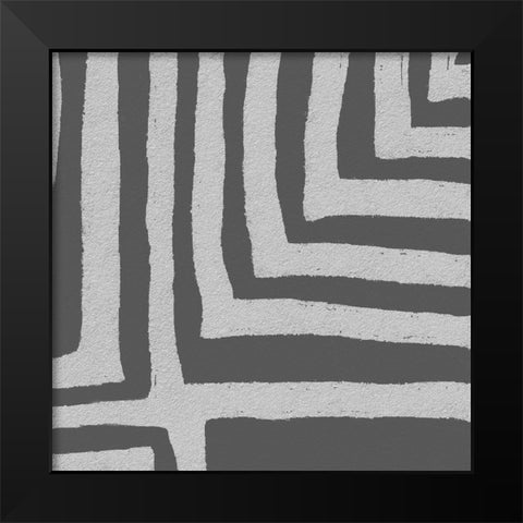 Square Decorative Batik  IV Black Modern Wood Framed Art Print by Saunders, Alonzo