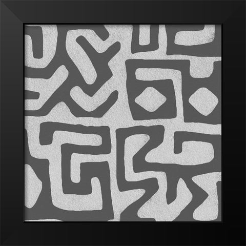 Square Decorative Batik  VI Black Modern Wood Framed Art Print by Saunders, Alonzo