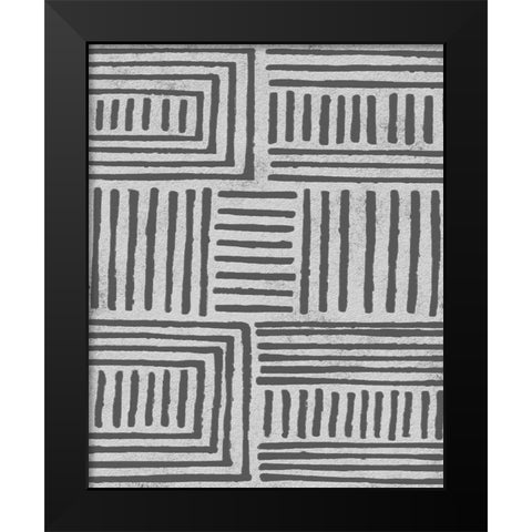 Vertical  Decorative Batik  I Black Modern Wood Framed Art Print by Saunders, Alonzo
