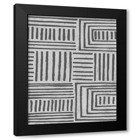 Vertical  Decorative Batik  II Black Modern Wood Framed Art Print with Double Matting by Saunders, Alonzo