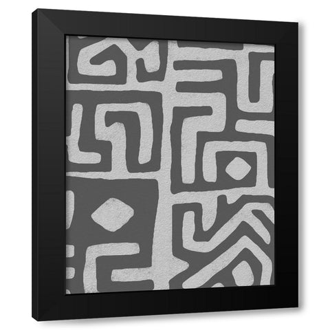 Vertical  Decorative Batik  III Black Modern Wood Framed Art Print by Saunders, Alonzo