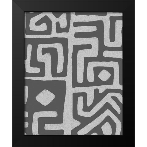 Vertical  Decorative Batik  III Black Modern Wood Framed Art Print by Saunders, Alonzo