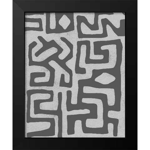 Vertical  Decorative Batik  IV Black Modern Wood Framed Art Print by Saunders, Alonzo