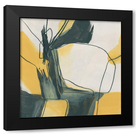Gold Stroke I Black Modern Wood Framed Art Print by Vess, June Erica