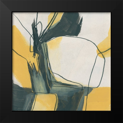 Gold Stroke I Black Modern Wood Framed Art Print by Vess, June Erica