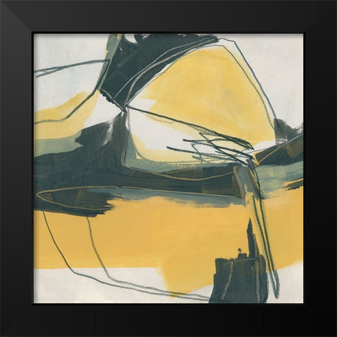 Gold Stroke II Black Modern Wood Framed Art Print by Vess, June Erica